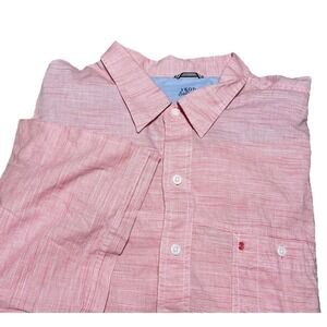 IZOD Saltwater Shirt Mens 3XLT Button Relaxed Pink Striped Short Sleeve